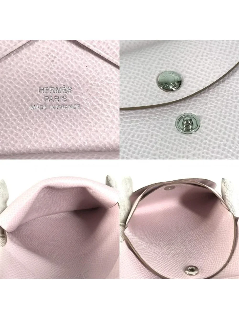 Hermes Bifold Wallet Calvi Duo Epsom Movpel Pink